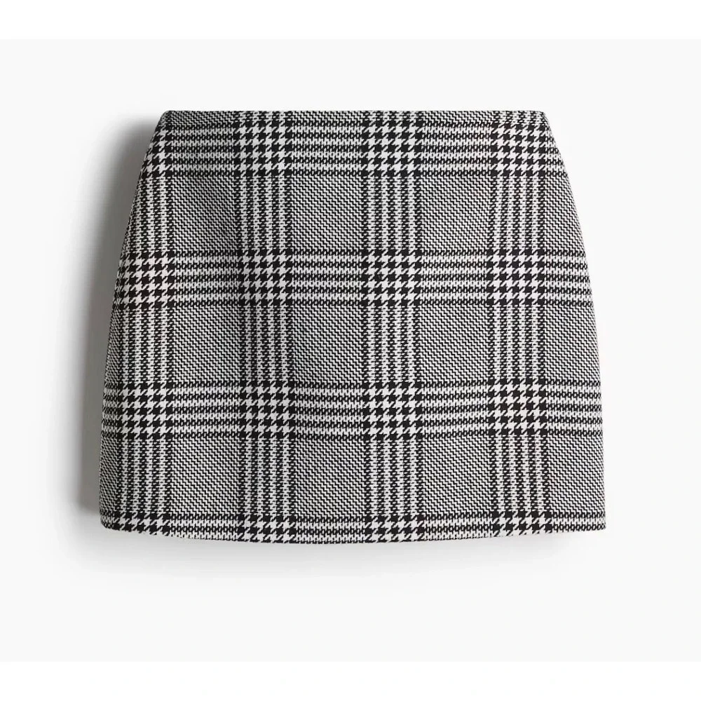 H&M Skirt Suit Set Women 8 & M Black White Glen Plaid Cropped Clueless Cher